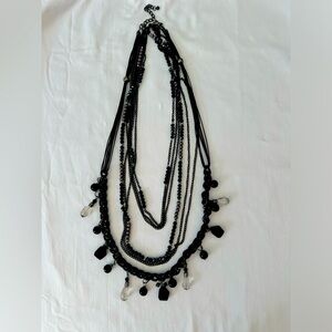 Necklace with Black Chain & Crystals